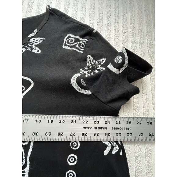 Vintage Maui Cotton Pullover Short Sleeve Dress 2X Black White All Over Print - Picture 6 of 8